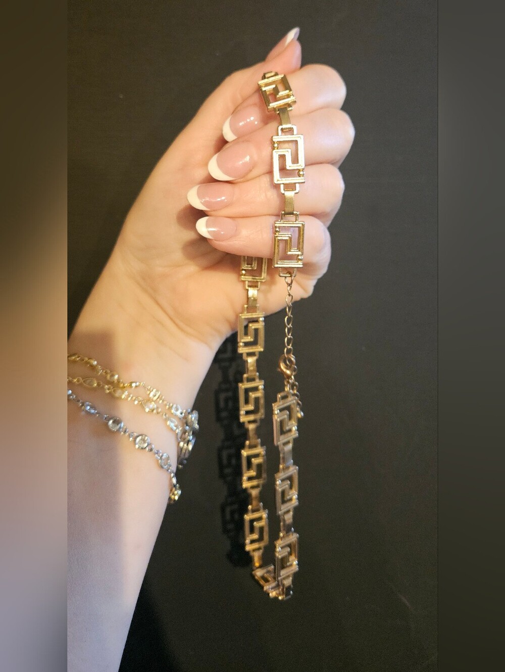 Gold Tone Greek Key Necklace - Women's Jewelry
